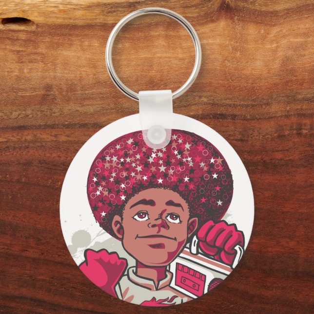 Keychain – YOUTH Power Afro & Boombox Urban Design Nyckelring (Baksida)
