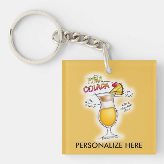 KEYCHAINS - PINA COLADA RECIPE COCKTAIL ART (Framsidan)