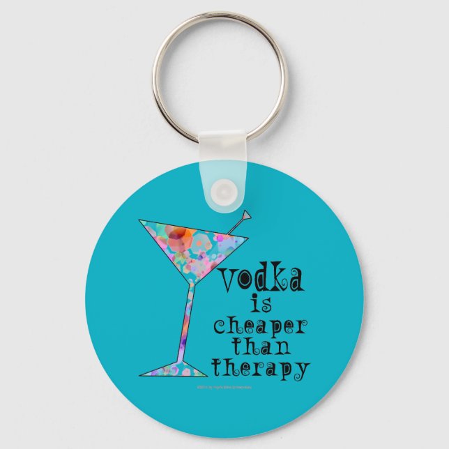 KEYCHAINS - VODKA ÄR CHEAPER ÄN TERAPI NYCKELRING (Framsida)