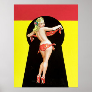 Keyholeblondinen klämmer fast upp poster