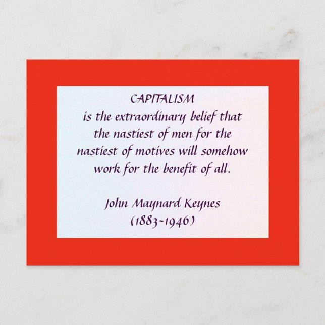 KEYNES on CAPITALISM-vykort Vykort (Framsida)