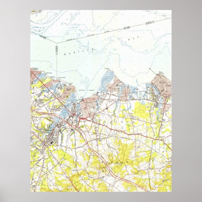 Keyport, Union Beach & Keansburg NJ Karta (1954) Poster (Framsidan)