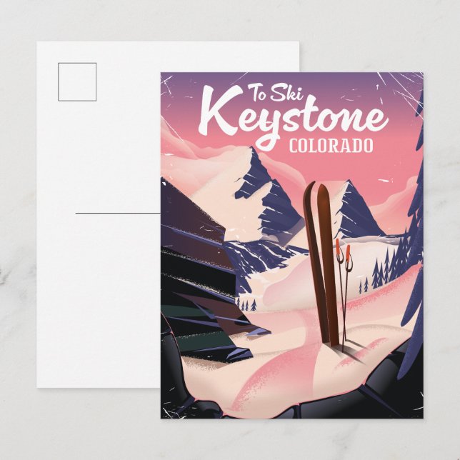 Keystone att åka skidor meddelande vykort (Fram/baksida)