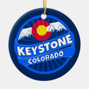 Keystone Colorado bergsbränning Julgransprydnad Keramik