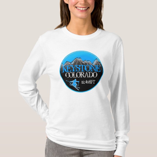 Keystone Colorado Blue ski art hoodie Tee Shirt (Framsida)