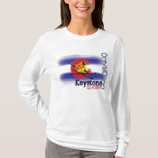 Keystone Colorado flagga elevation ski hoodie Tee Shirt (Framsida)