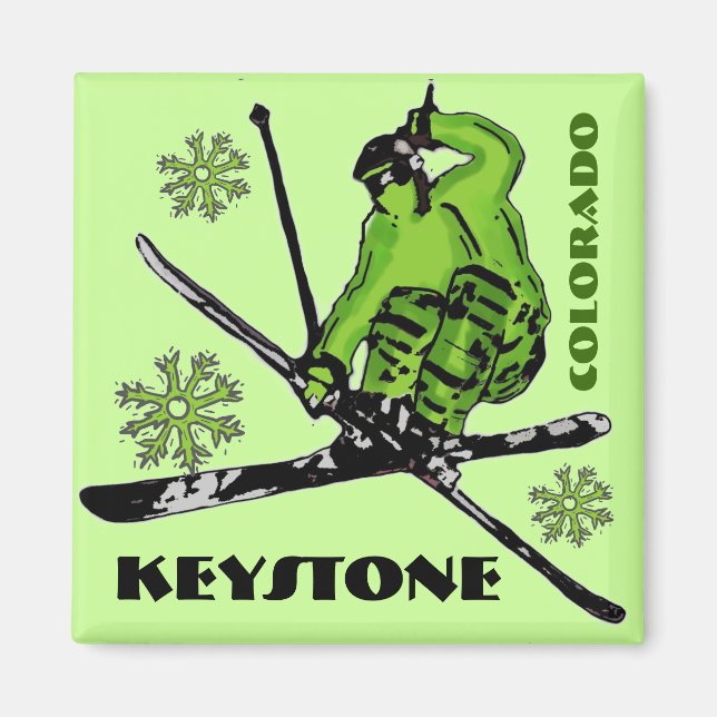 Keystone Colorado grönt Tema ski magnet (Framsidan)