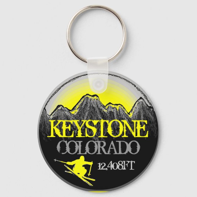 Keystone Colorado gult ski art keychain Nyckelring (Framsida)