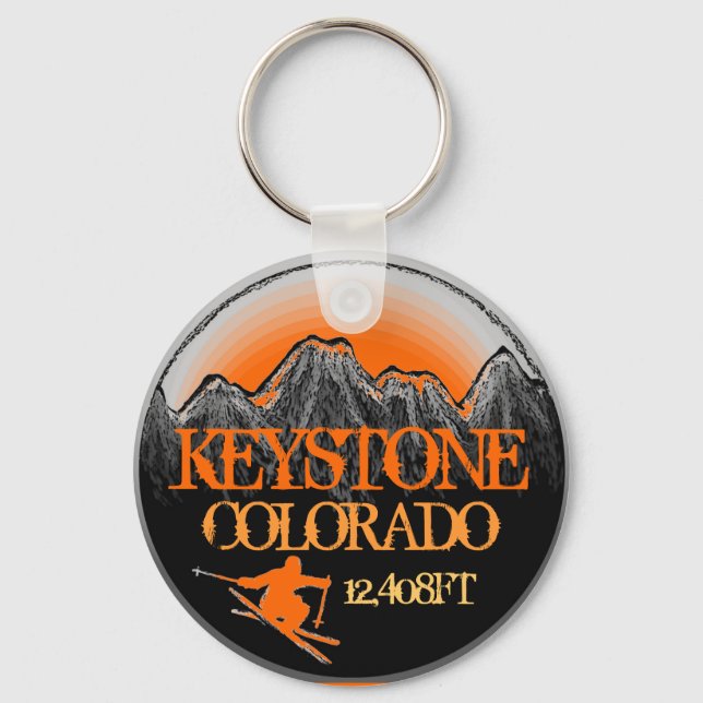 Keystone Colorado orange ski art keychain Nyckelring (Framsida)