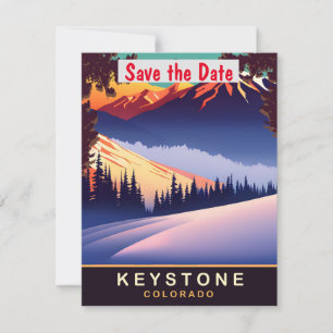 Keystone Colorado Snöig Berg Bröllopsinbjudan Spara Datumet