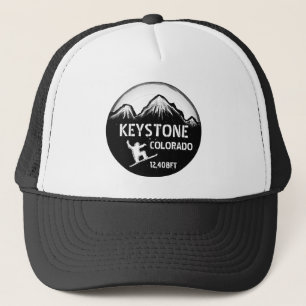 Keystone Colorado svartvit snowboard art hat Truckerkeps