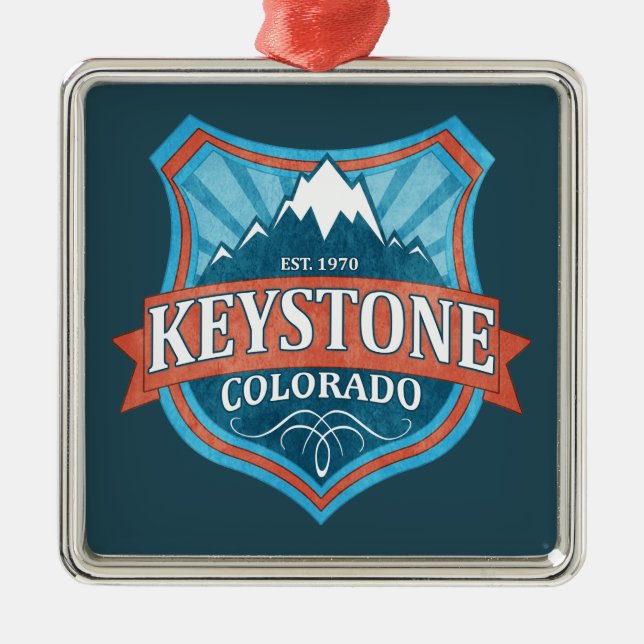 Keystone Colorado teal sköld Square ornamet Julgransprydnad Metall (Framsidan)