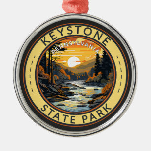 Keystone Park Pennsylvania Travel Art Badge Julgransprydnad Metall