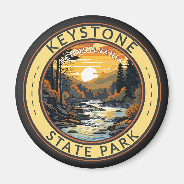 Keystone Park Pennsylvania Travel Art Badge Magnet (Framsidan)