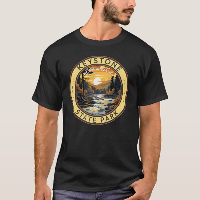 Keystone Park Pennsylvania Travel Art Badge T Shirt (Framsida)