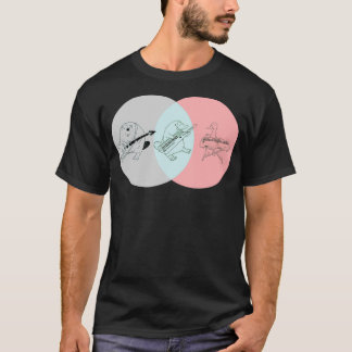 Keytar Platypus Venn Diagram Gray Blue Pink T Shirt
