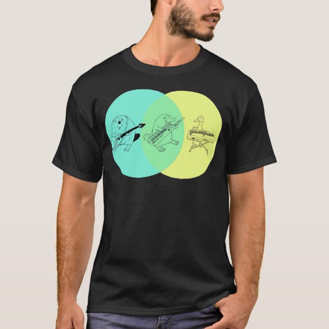 Keytar Platypus Venn Diagram T Shirt (Framsida)