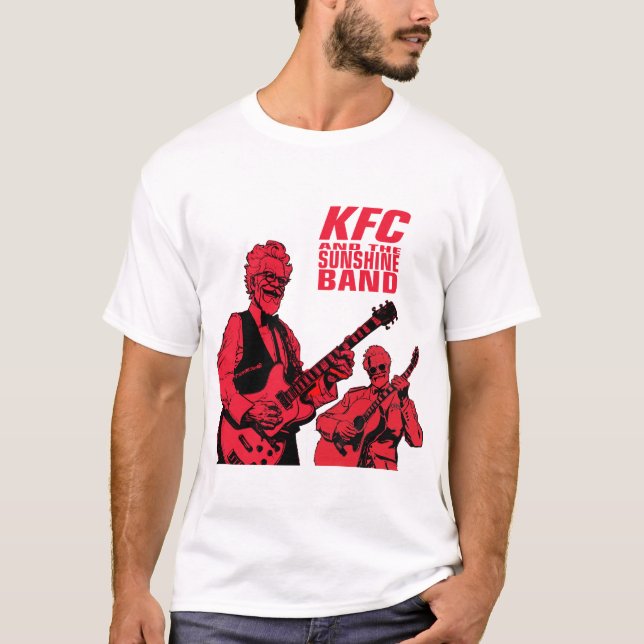 KFC och Sunshine Band med Guitar Han på baksidan T Shirt (Framsida)