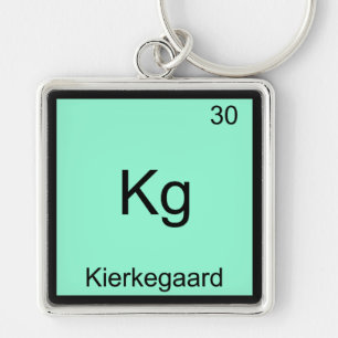 Kg - Kierkegaard Roligt Element Kemisymbol T Fyrkantig Silverfärgad Nyckelring