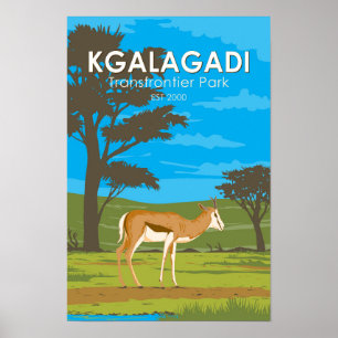 Kgalagadi Transfrontier Park Resa Konst Vintage Poster