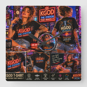 KGOD Radio Late Night Fyrkantig Klocka