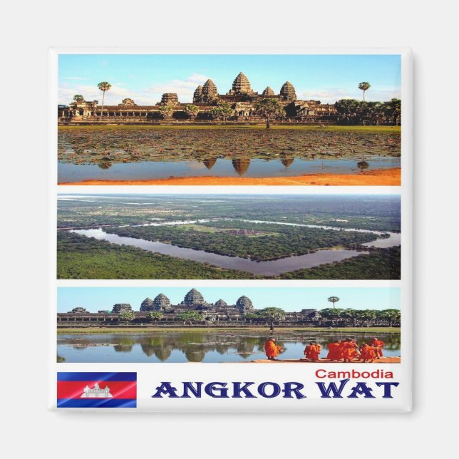KH - Kambodja - Angkor Wat - Mosaic - Collage Magnet (Framsidan)