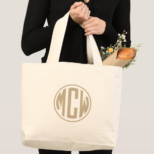 Khaki 3 Initial Circle Monogram teckensnitt DIY BG Jumbo Tygkasse