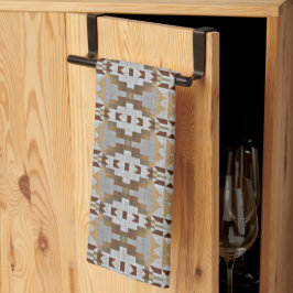 Khaki Beige Taupe Mörk Brown Grått Tribal Art Kökshandduk