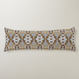 Khaki Beige Taupe Mörk Brown Grått Tribal Art Kroppskudde