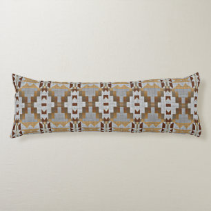 Khaki Beige Taupe Mörk Brown Grått Tribal Art Kroppskudde