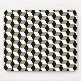Khaki Black & White 3D Cubes Mönster Musmatta
