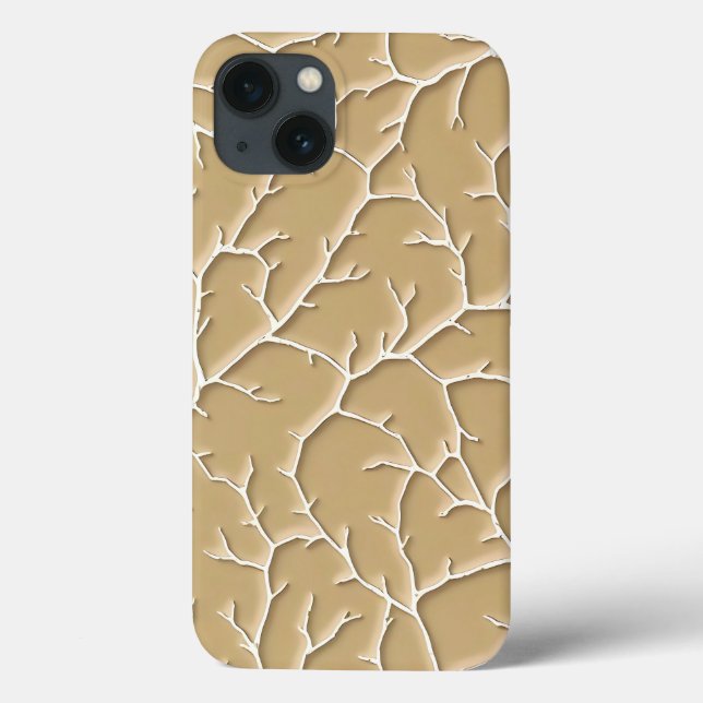 Khaki Branch Pattern iPhone Case with Texture (Baksida)