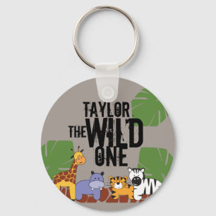 Khaki Brown Vild One Safari Animals Personlig Nyckelring