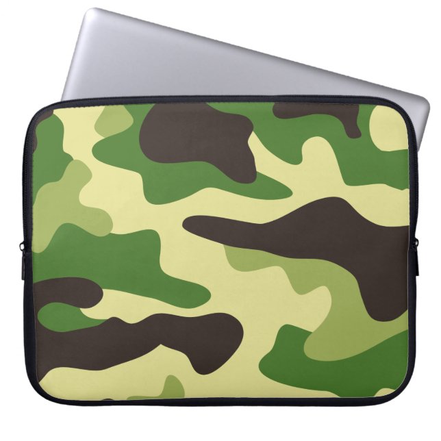 Khaki camouflage mönster laptop sleeve (Framsidan)