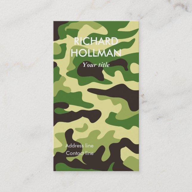 Khaki camouflage mönster visitkort (Framsida)