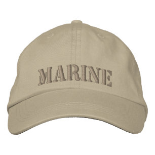 Khaki cap Embroired with MARINE Broderad Keps