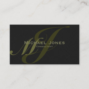 Khaki Dubbelmonogram Elegant Modern Professionell Visitkort