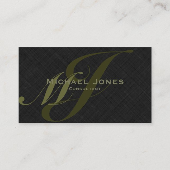 Khaki Dubbelmonogram Elegant Modern Professionell Visitkort (Framsida)