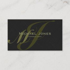 Khaki Dubbelmonogram Elegant Modern Professionell Visitkort