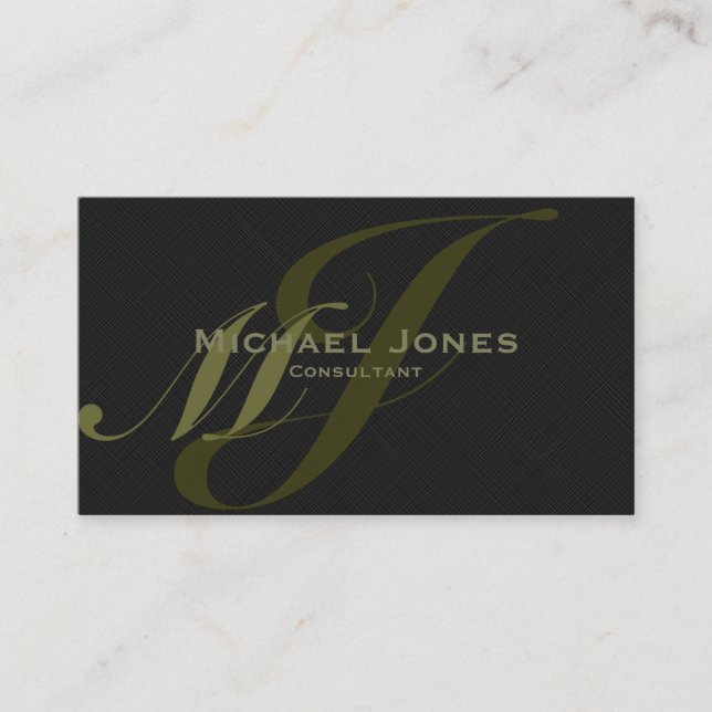 Khaki Dubbla Monogram Professionell Elegant Modern Visitkort (Framsida)