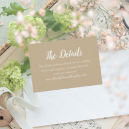 Khaki Enkel Stil Bröllopsdetaljer Tilläggskort