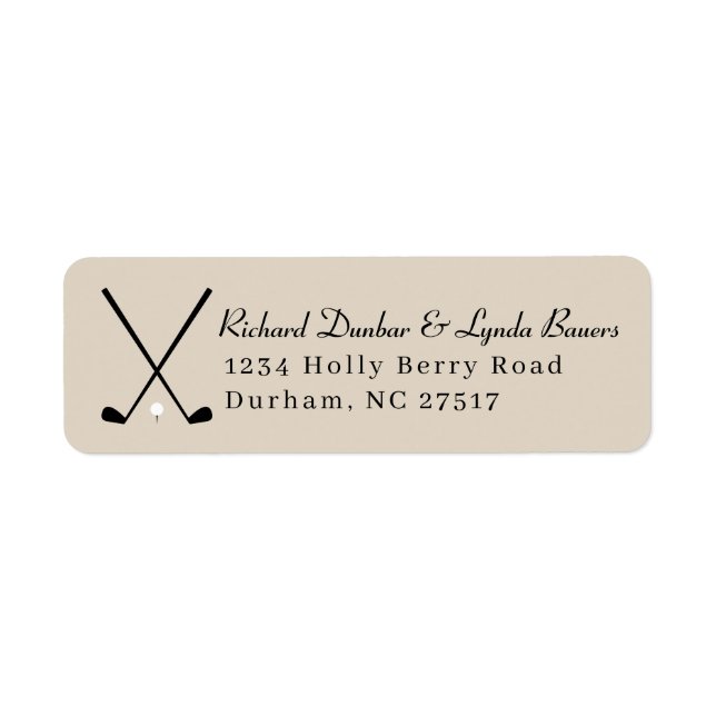 Khaki Golf Theme Return Address Label Returadress Etikett (Framsidan)