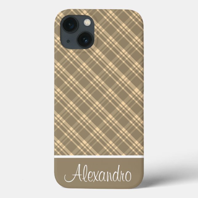 Khaki grön och tan rutig Case-Mate iPhone-fodral (Baksida)
