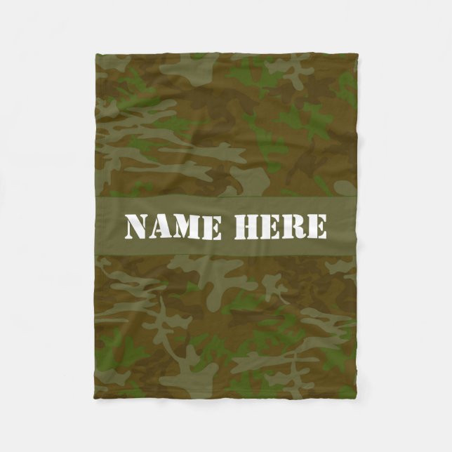 Khaki Grönt Anpassningsbar Camo Throw Blanket Fleecefilt (Framsidan)