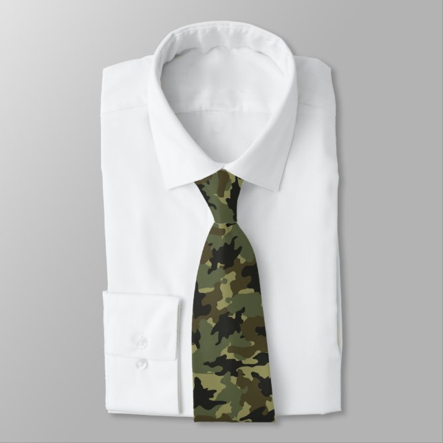 Khaki Grönt Camo Military Camouflage Manar Neck Ti Slips (Bunden)