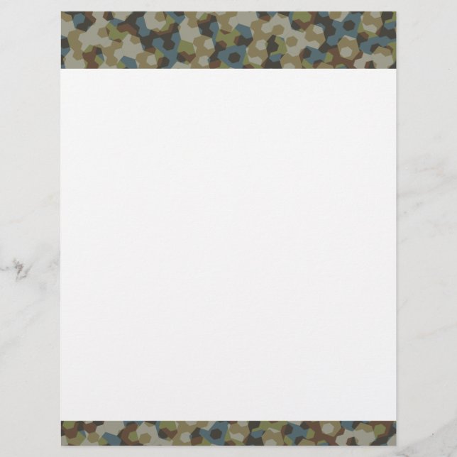 Khaki hexagon-kamouflage reklamblad (Framsidan)