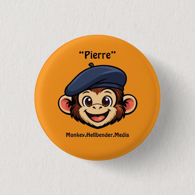 Khaki Macaque Monkey Knapp - Pierre (Framsida)