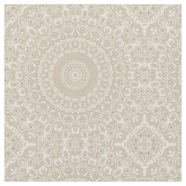Khaki Mandala Geometriskt Mönster Tyg (Närbild)
