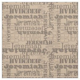 Khaki Mushroom Modern Namn Collage Tyg