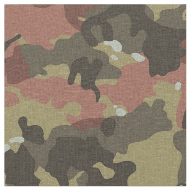 Khaki och Brown Camo Military Fabric Tyg (Närbild)